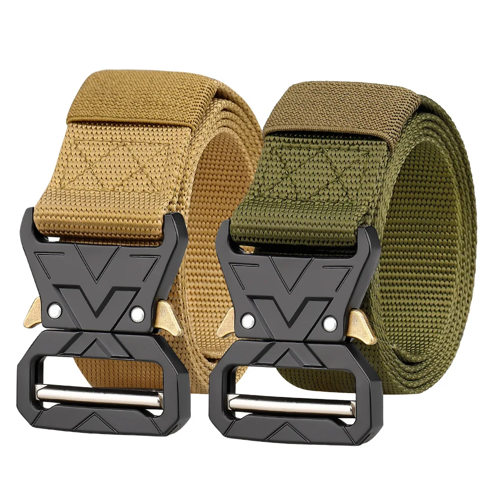 Snake Buckle Tactical Belt Men\'s Thickened Canvas Belt Outdoor Training Nylon Belt