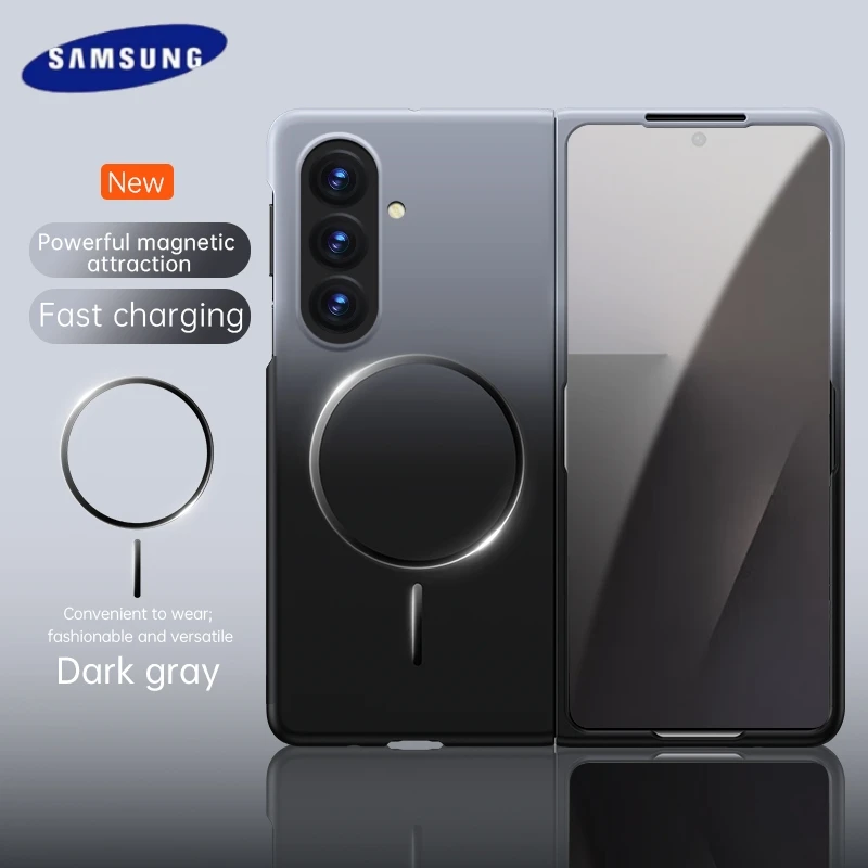 For Samsung Galaxy Z Fold 7 6 5 Gradient Magnetic Phone Case For Magsafe Wireless Charging Shockproof Folding Matte Back Cover