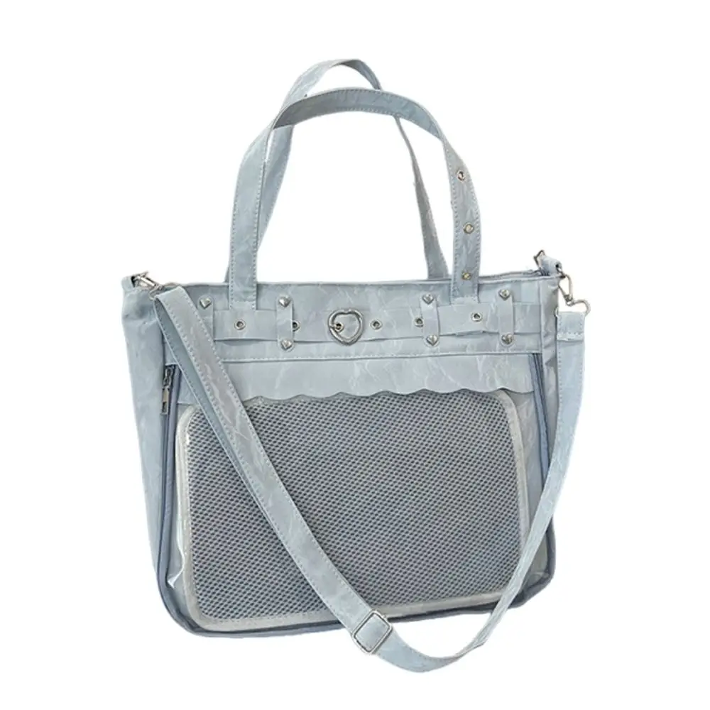 Transparente Ita-Tasche mit großem Fassungsvermögen, originelles Design, Y2K-Tragetasche, minimalistischer Stil, Innenfach, JK-Uniform-Umhängetasche – Detail 6