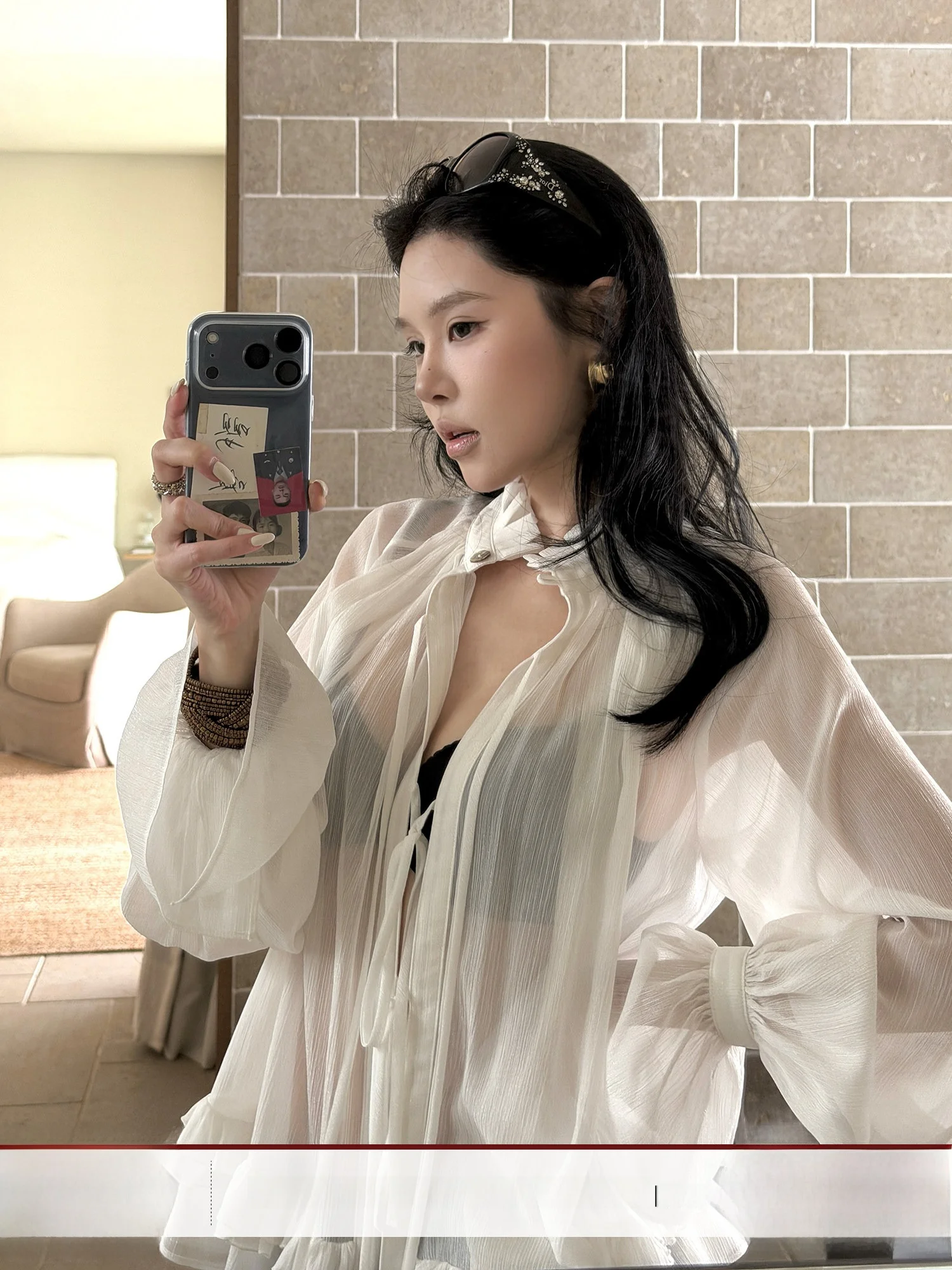 

Женская свободная блузка Hydrae Spring 2026 с эффектом тай-дай, тонкая, с длинными рукавами-колокол, дышащая, из полиэстера, весенняя коллекция