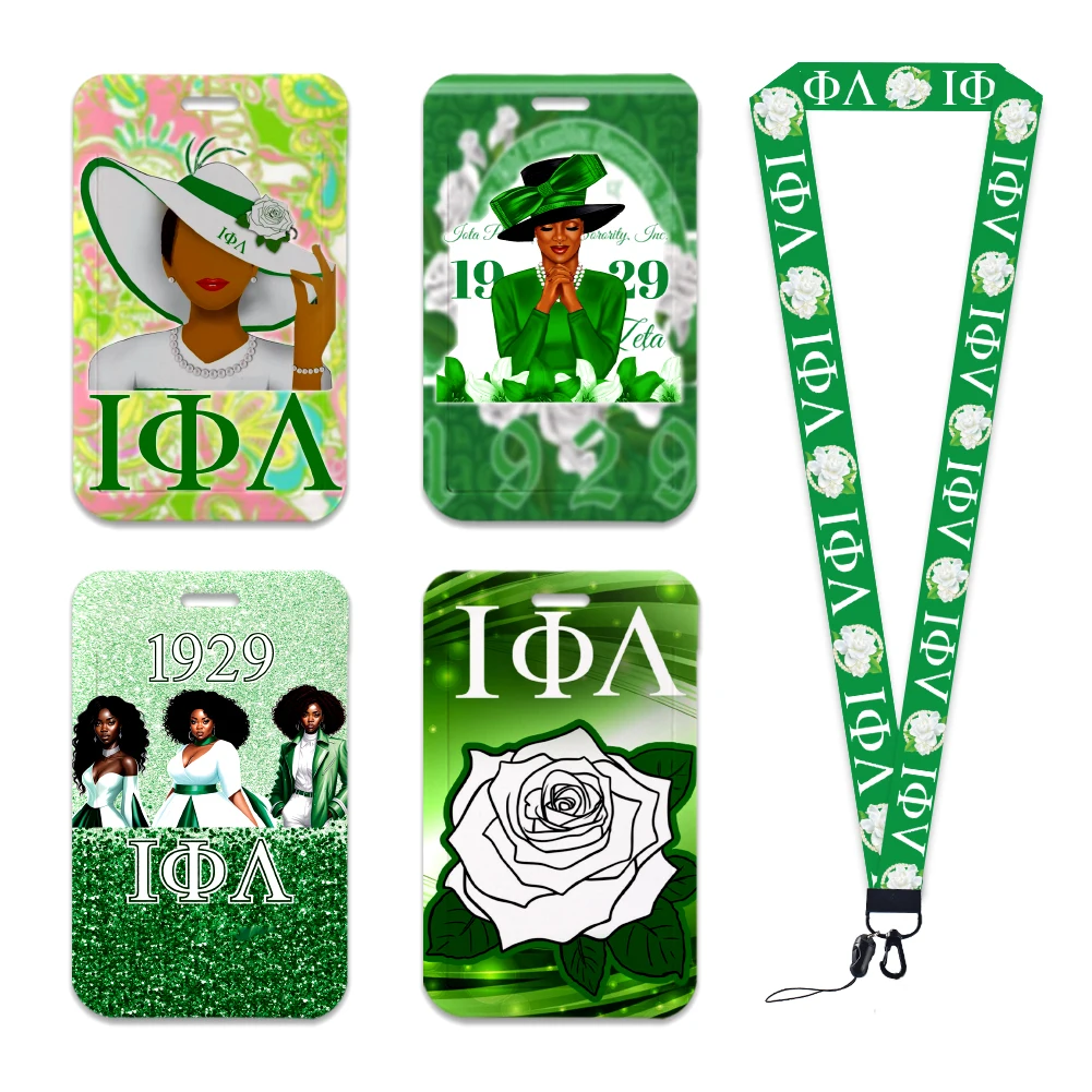 Green Polyester Lanyard Keychain ID Badge Holder, Sorority Iota Phi Lambda Neck Strap, Stationery, ID Card Holder