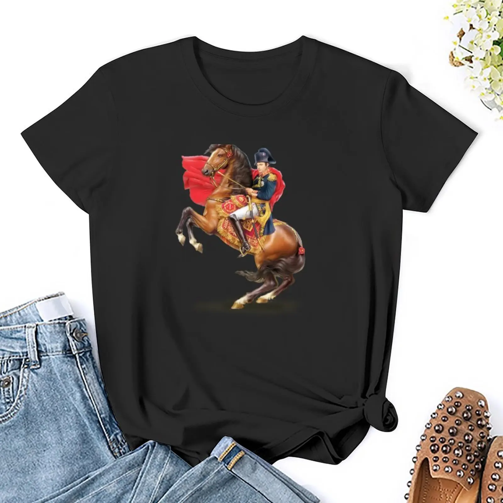 Napoleon Bonaparte auf Pferd T-Shirt Sport fans maßge schneiderte T-Shirt Kleid für Frauen Grafik