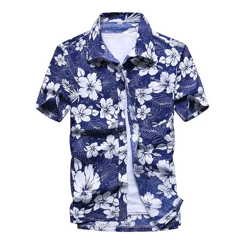 2022 Casual Bloemen Strand Mannen Shirt Zomer Korte Mouw Hawaiian Shirts Voor Mannen Plus Size Snel Droog T-shirt mannen Kleding Camis