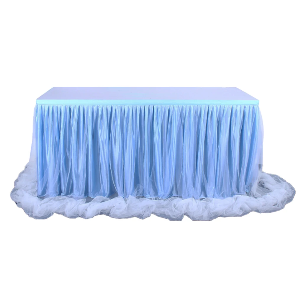 

Table Skirt Tulle Gold-Rimmed Tables Cover Luxurious Home Decor Christmas Halloween New Casino Banquet Celebrations
