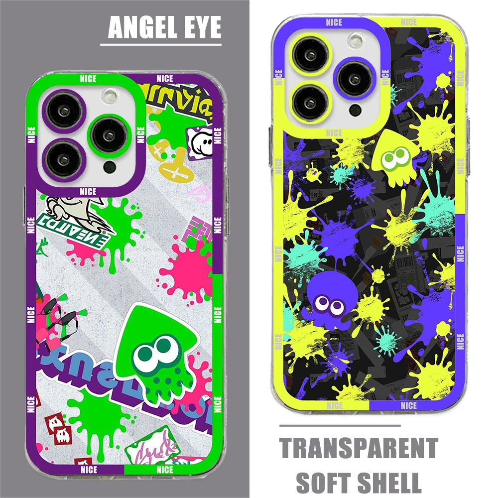 Game Splatoon Art Phone Case For iPhone 15 14 13 12 Mini 11 Pro Max X XR XS 6 7 8 SE 2020 Plus Soft Silicone Transparent Cover