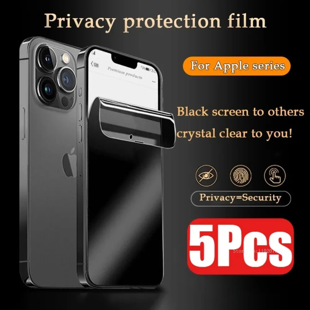 

5Pcs Full Cover Privacy Hydrogel Film for IPhone 17 16 15 14 Pro Max 15 14 Plus Screen Protector for iPhone 11 12 13 Pro X XR XS