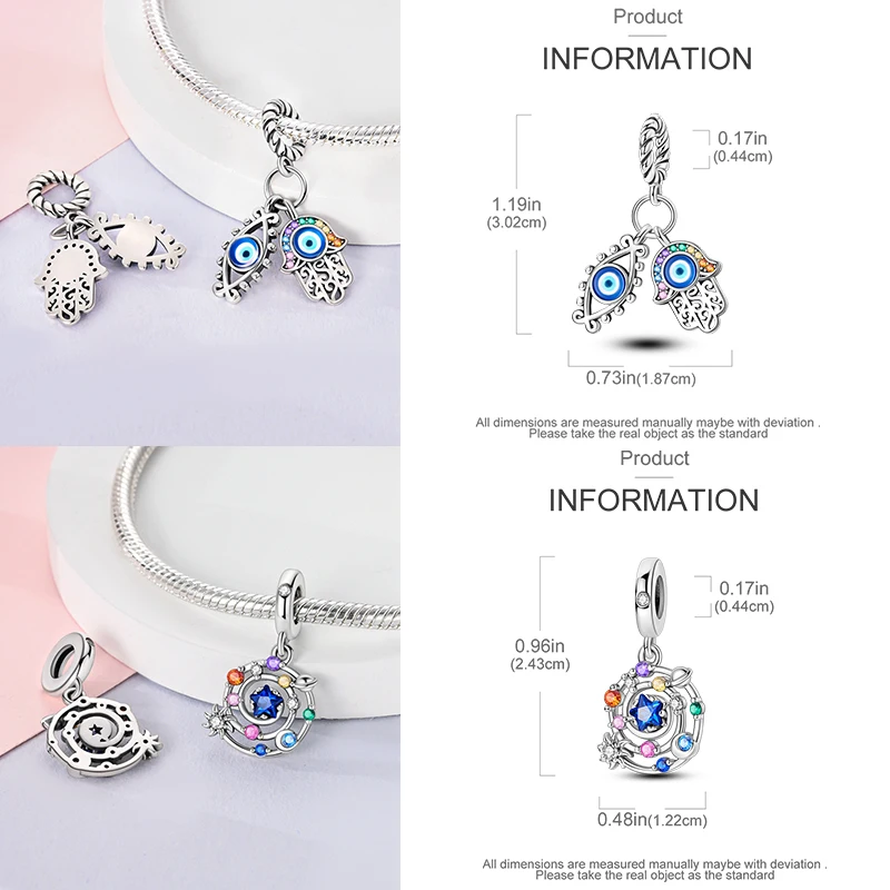 925 Sterling Silber Charm-Perlen Leuchtturm Walhai Meerjungfrau Kunstpalette Axolotl Glühwürmchen DIY Armband Halskette Geschenk für Frauen – Detail 28