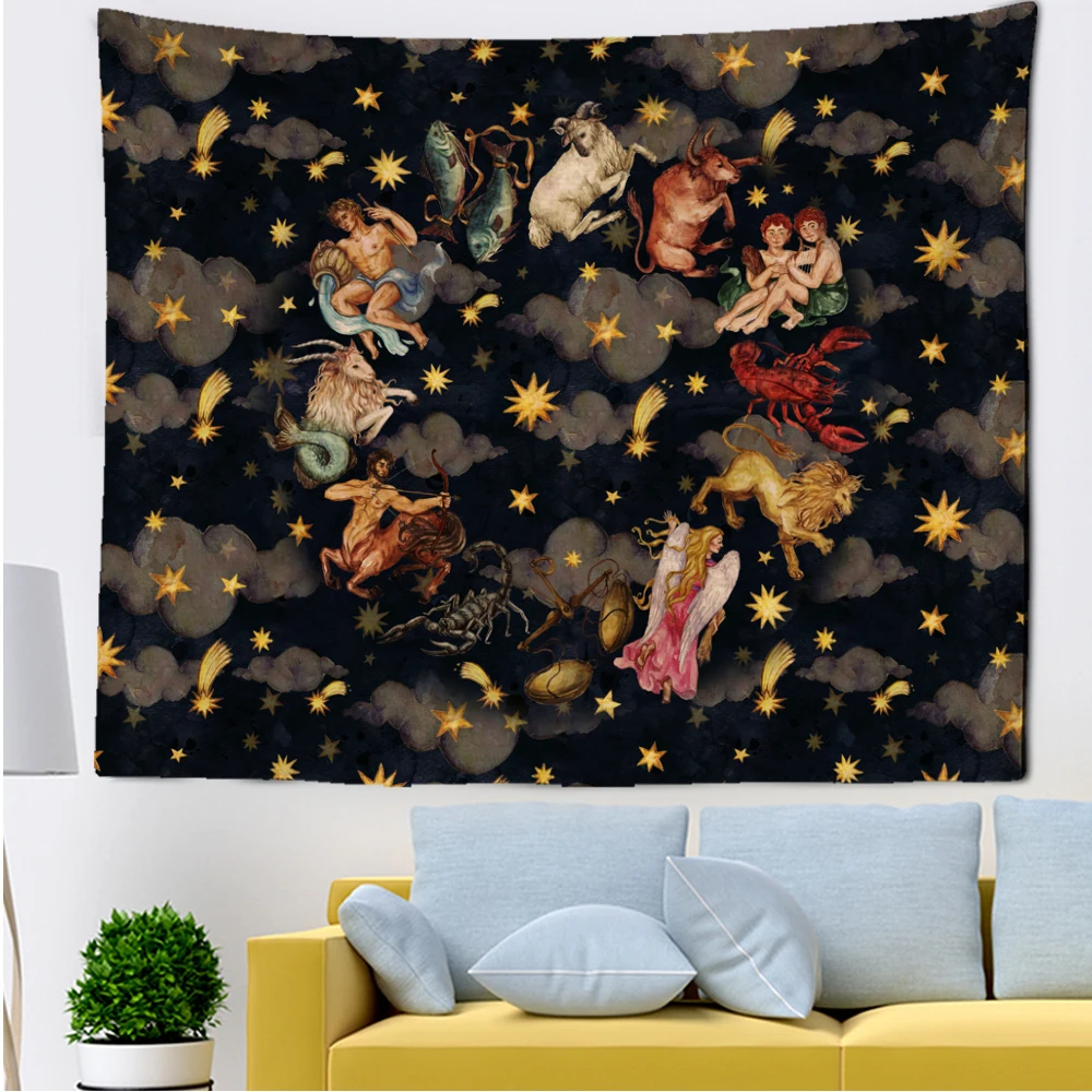 Tapestry Of People And Animals Fish Lamb Lobster Lion Funny Style Dark Wall Dormitory Kitchen Decoration Home Textile Products