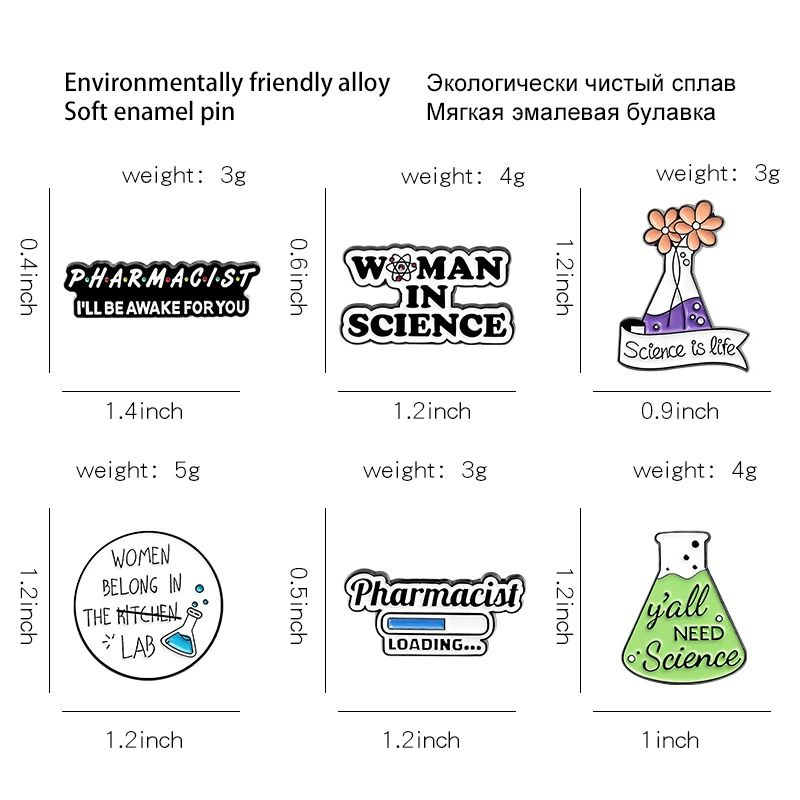 Pin Custom Chemistry Pharmacist Equation Brooches Bag Lapel Pin Black White Badge Jewelry Gift for Students Math Science Enamel