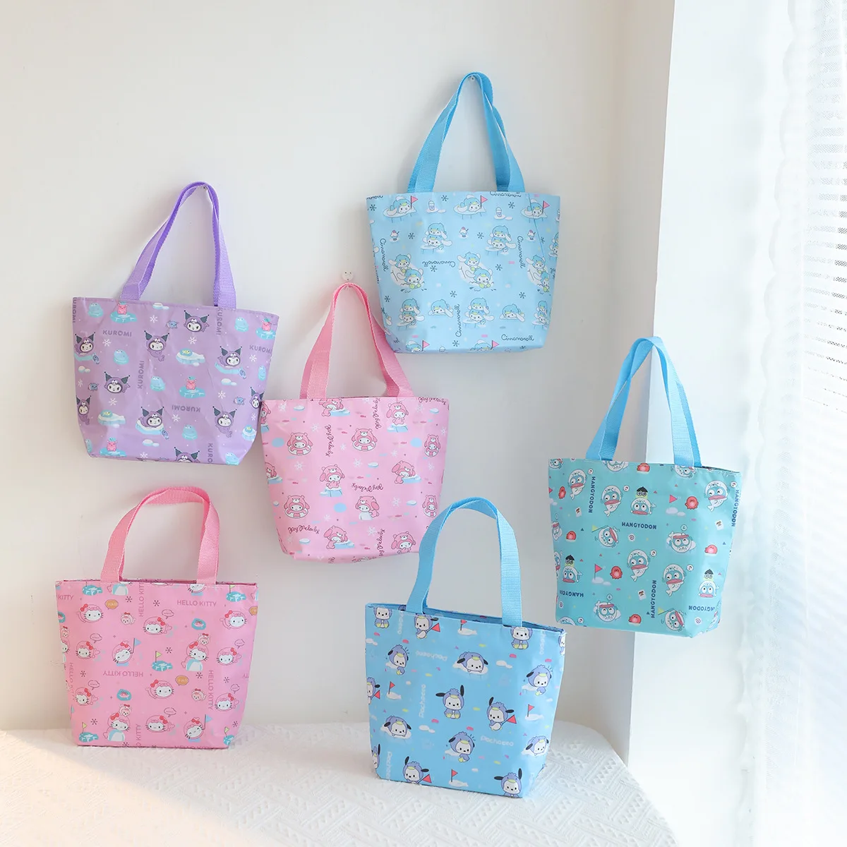 Tas Penyimpanan Tahan Air Bergambar Kartun Lucu, Tas Bekal Siswa, Tas Kotak Nasi