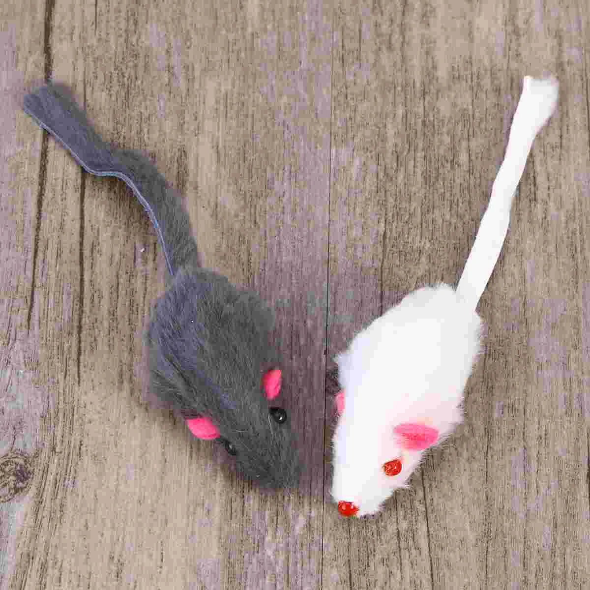 6Pcs False Mice Toys Interactive Mini Funny Mouse Toys with Sound Squeaky Toys for Pet Cats Kitten