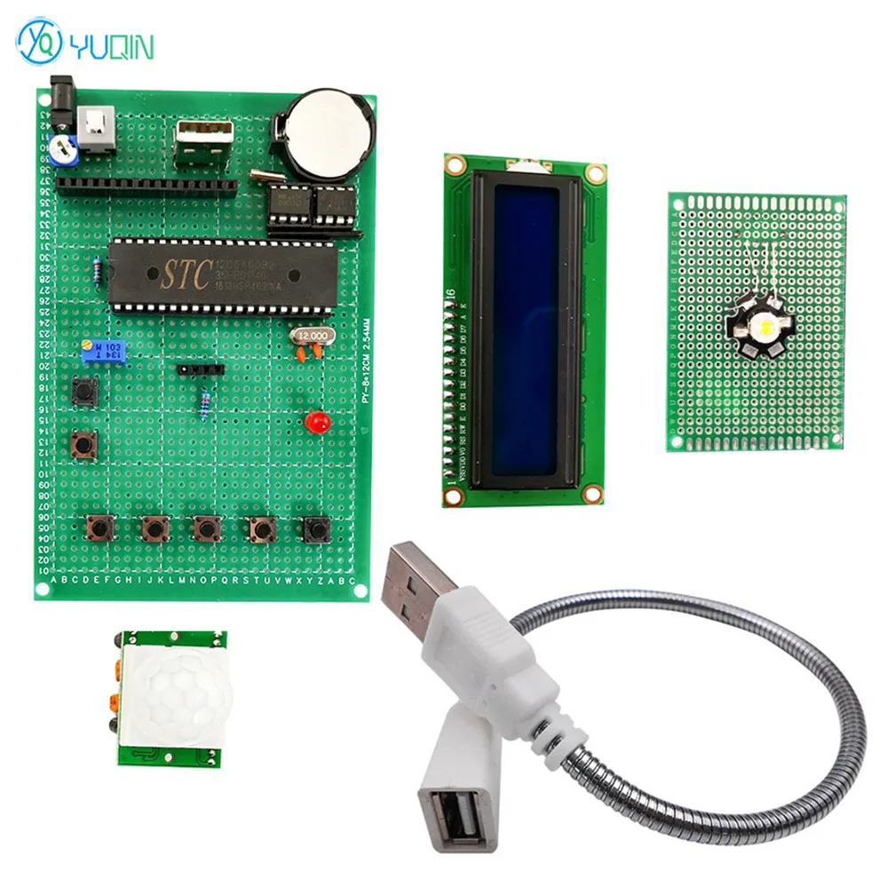 Intelligent Desk Lamp Kit Based on 51 Microcontroller Hole Board DIY Electronic Teaching Welding of Loose Parts