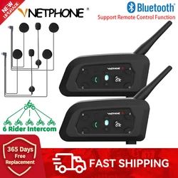 Vnetphone-intercomunicador V6 6 para casco de motocicleta, auriculares Bluetooth, comunicador con función de Control remoto, impermeable, nueva actualización