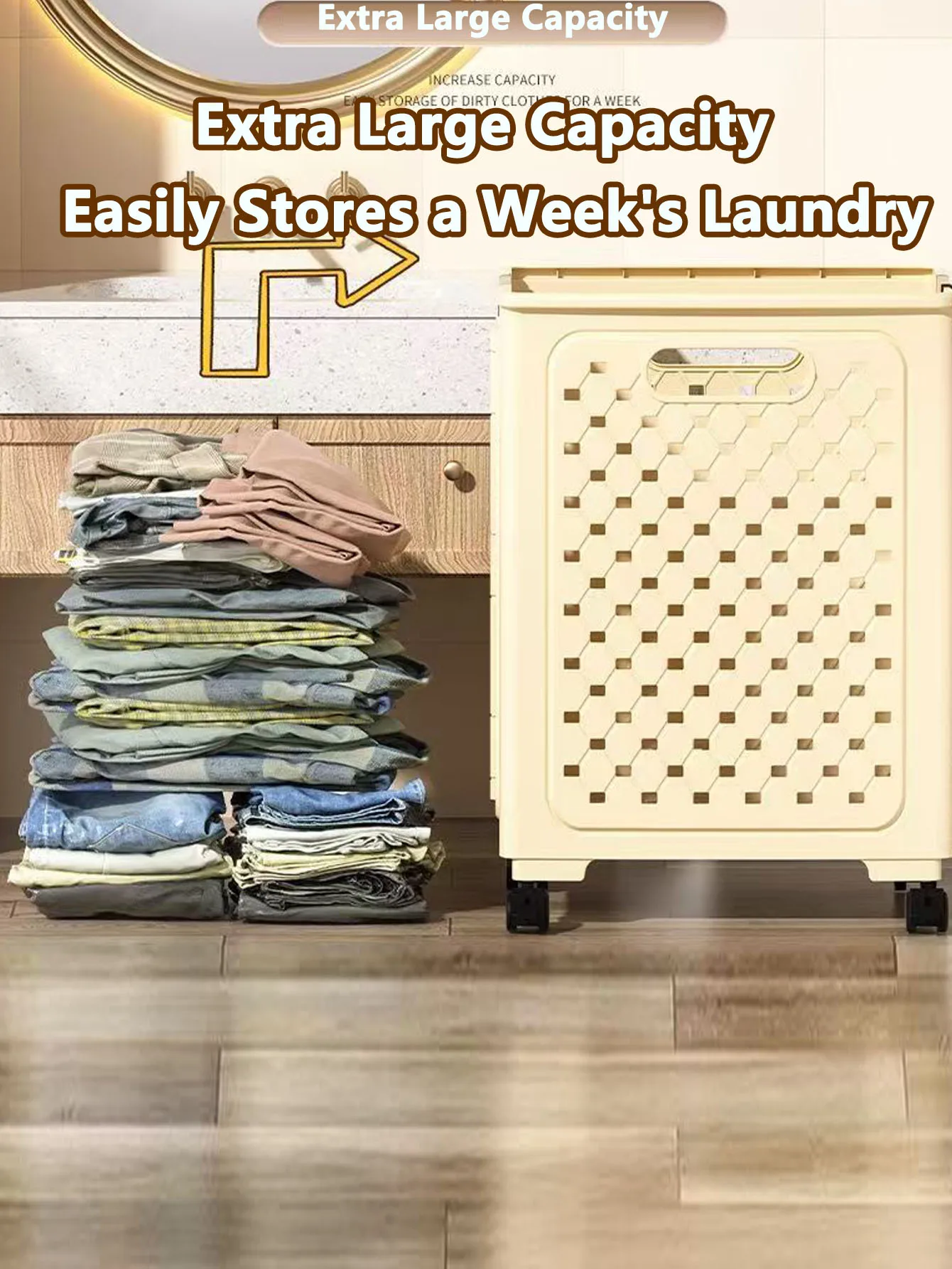 Dirty Clothes Basket Household Dirty Clothes Storage Basket Laundry Basket Bathroom Clothes Basket Large Capacity Foldable D image 5