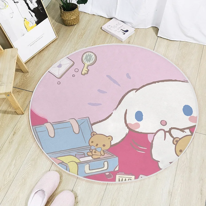 Sanrio-alfombra redonda Cinnamoroll para dormitorio, felpudo antideslizante para el suelo, decoración de la habitación de los niños, 60-160cm