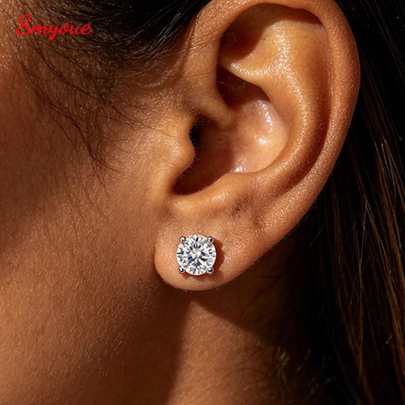 

Сертифицированные Smyoue серьги-гвоздики с муассанитом 0.1-7 карат, 4 крапана, для женщин, с бриллиантовой огранкой, сверкающие, из чистого серебра 925 пробы