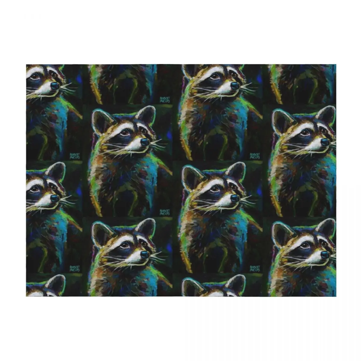 

Colorful Raccoon Painting Throw Blanket halloween Plush Summer Beddings bed plaid Blankets