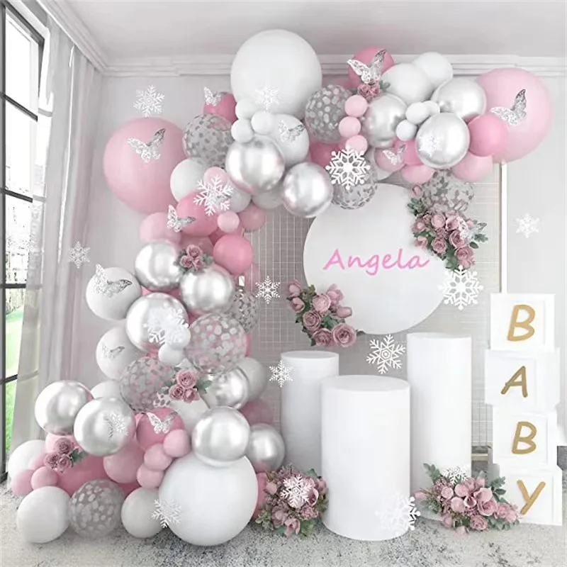 Silver And Pink Arch Wedding Halloween Earth Day Grand Event Anniversary Easter Ballons Accessories Baby Shower Special Offer