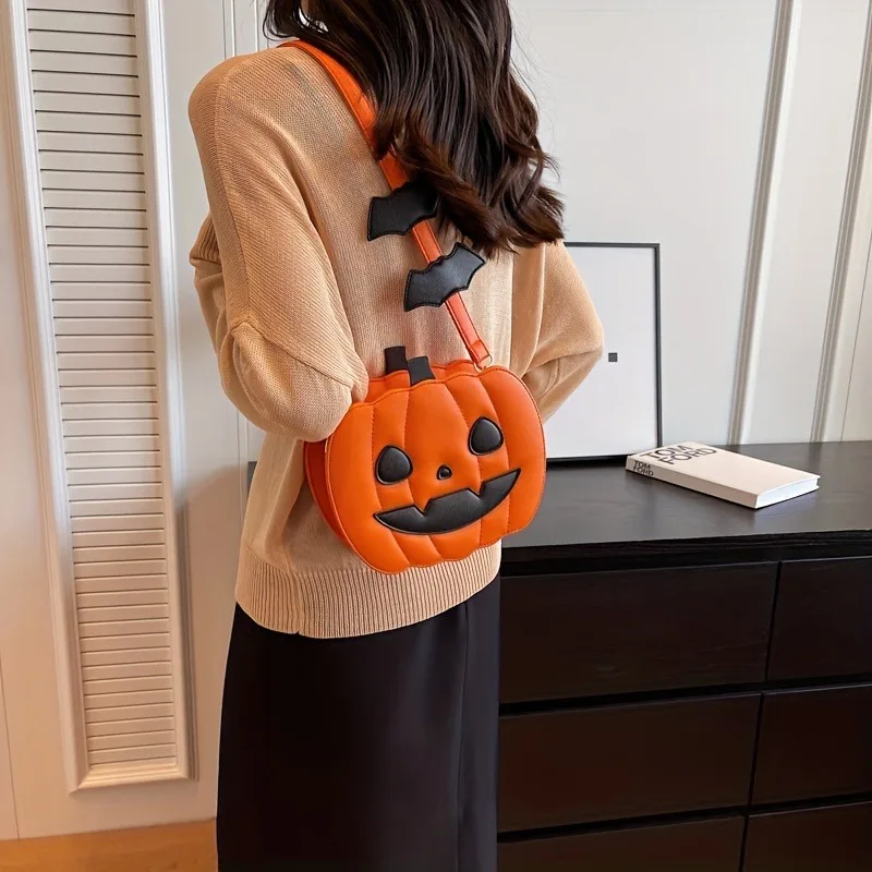 Mensageiro feminino abóbora bolsa de ombro diabo Halloween menina, caveira fantasma, carteira de viagem conveniente, nova moda, 2024