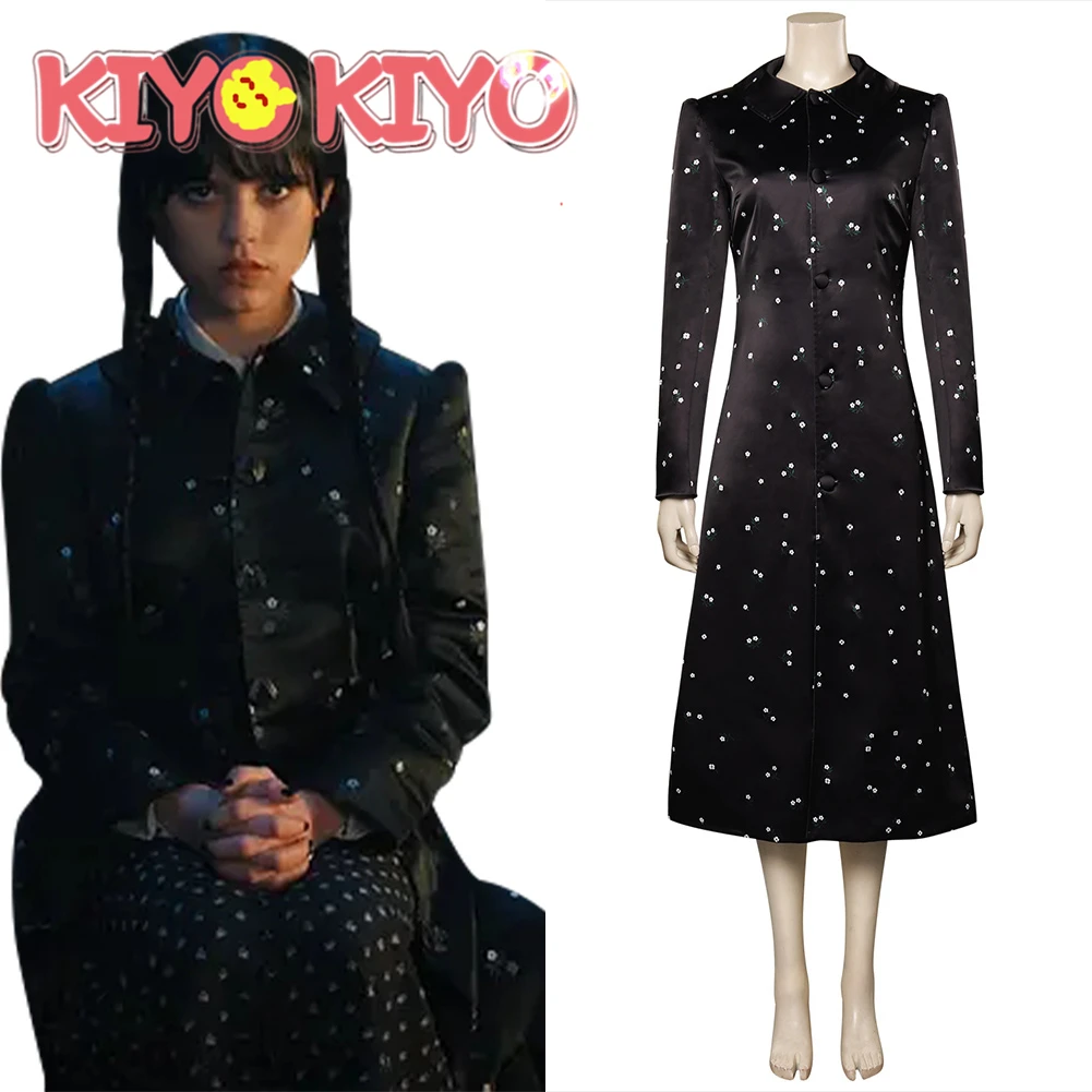 KIYO-KIYO Anime Addams Cosplay Family Cosplay Costume Wednesday Addams Costume Halloween Dress for Women