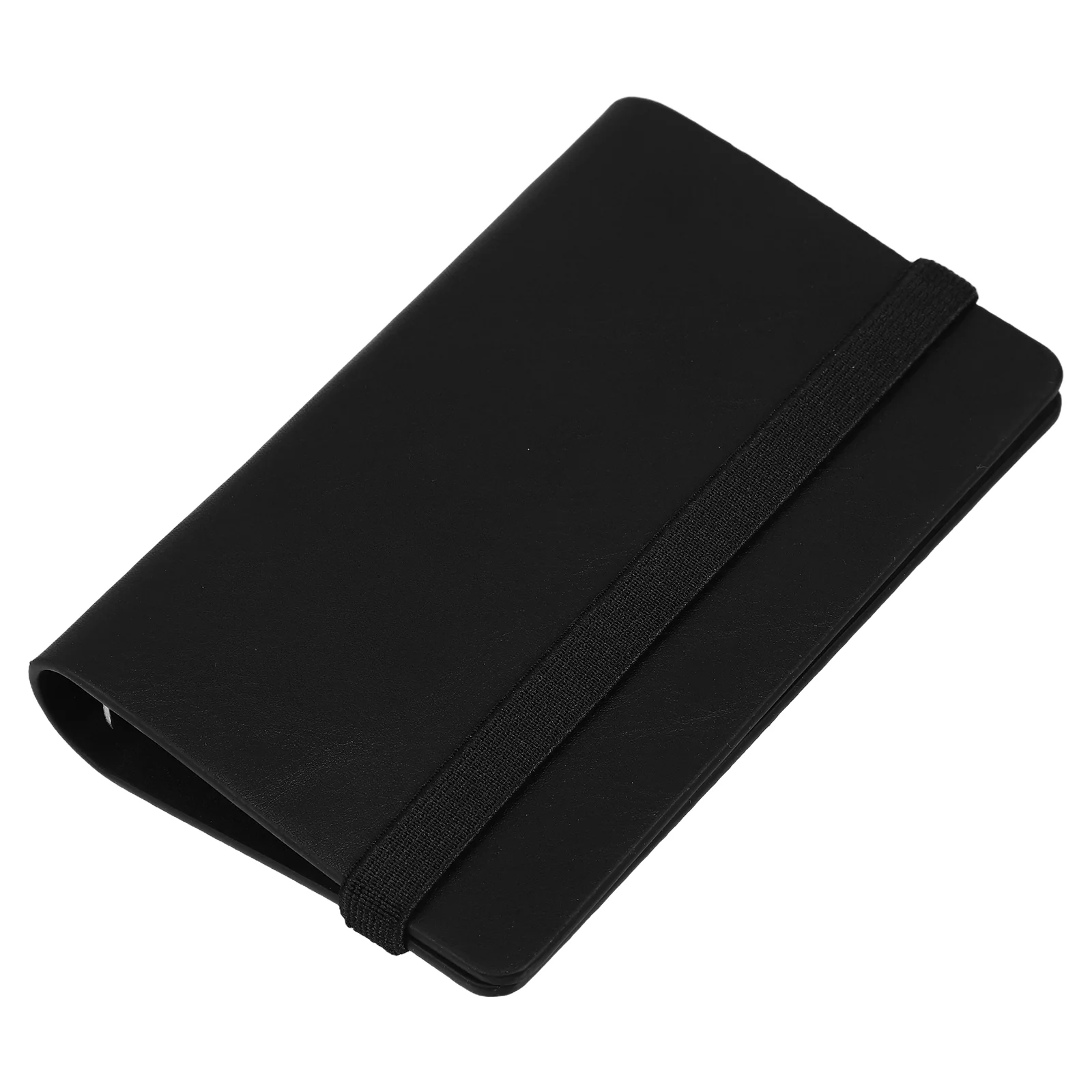 Custodia per agenda portatile compatta in PU nera per lavoro scolastico, viaggio, raccoglitore per notebook a fogli mobili con foro piccolo