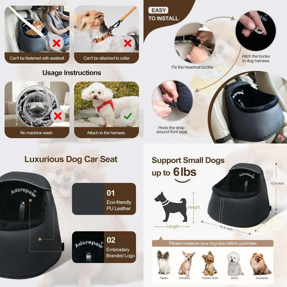 

Роскошное кожаное сиденье-бустер для собак, автокресло для маленьких собак и сумка-переноска