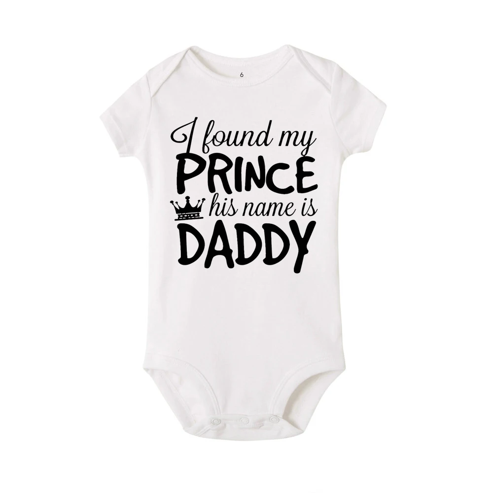 Summer Infant Baby FunnyBodysuit I Find My Prince His Name Is Daddy Toddler Hipster Jumpsuit Newborn Baby cute Bodysuit