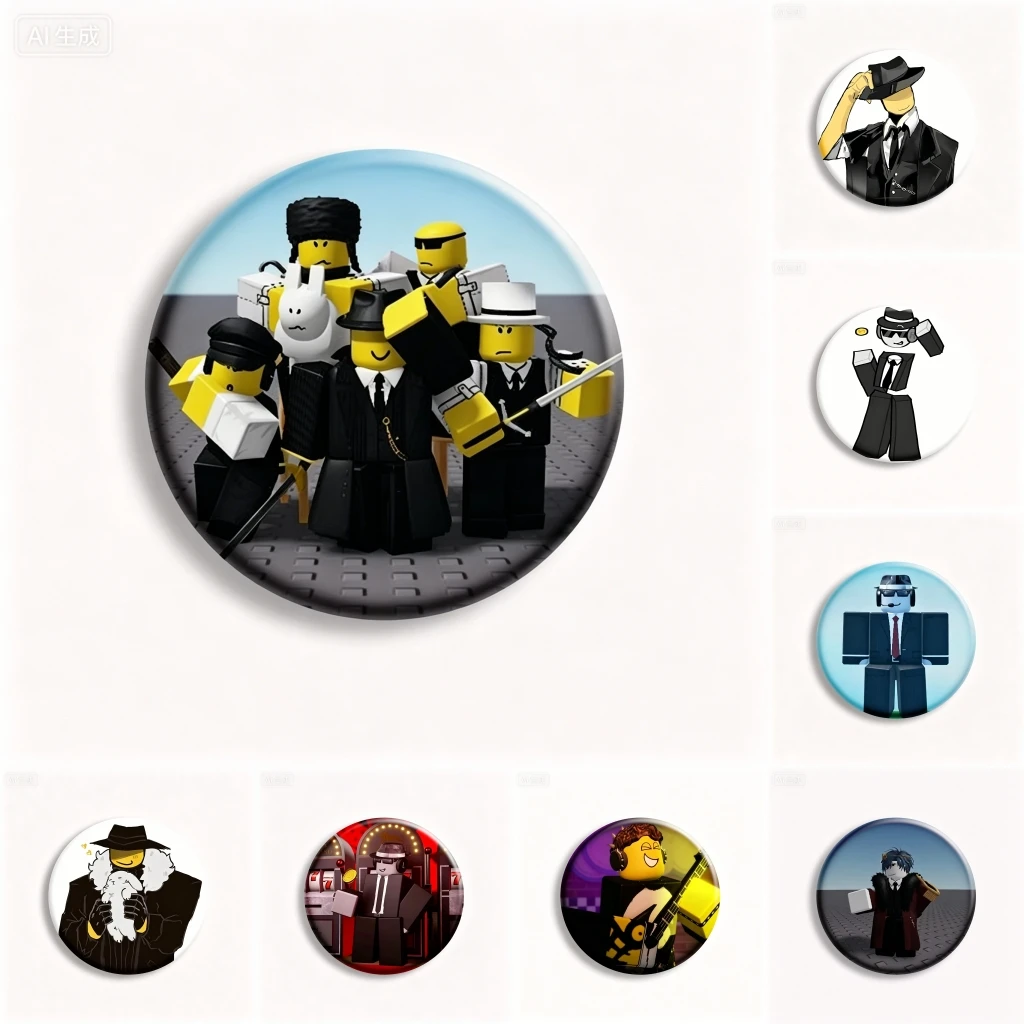 Pin de solapa de hojalata SPTE de 58mm para disfraz de cosplay de Anime Game Forsaken Mafioso Chance Shedletsky ﻿ Regalo de Navidad