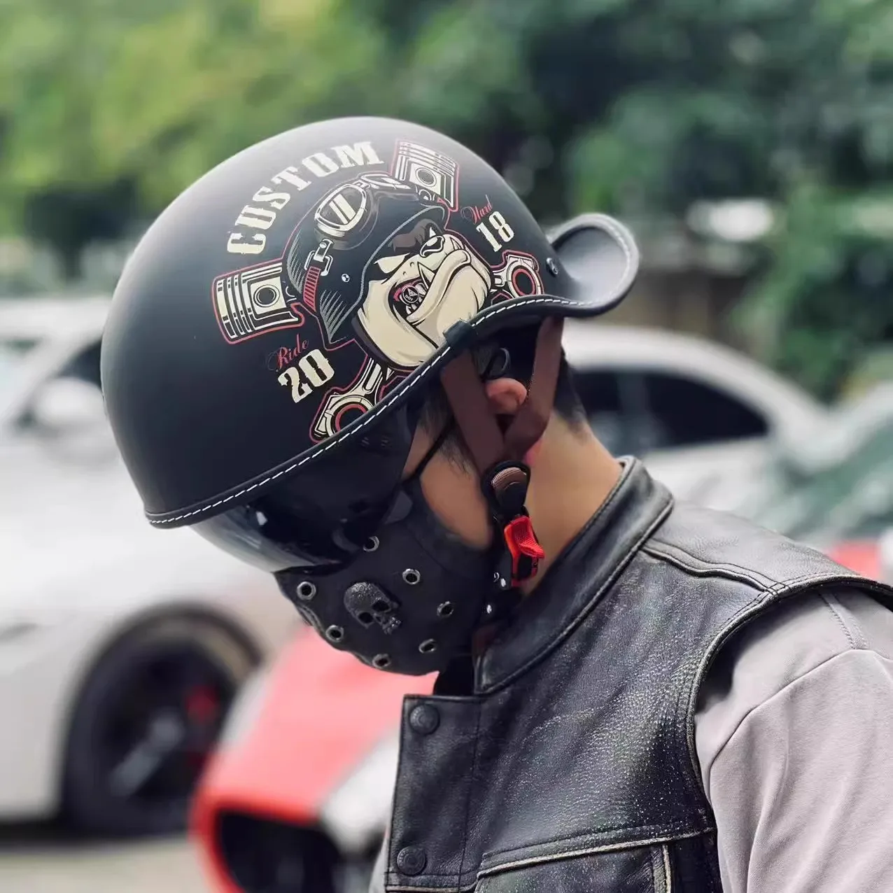 Helm Retro ekor berlapis helm sepeda motor untuk pria dan wanita