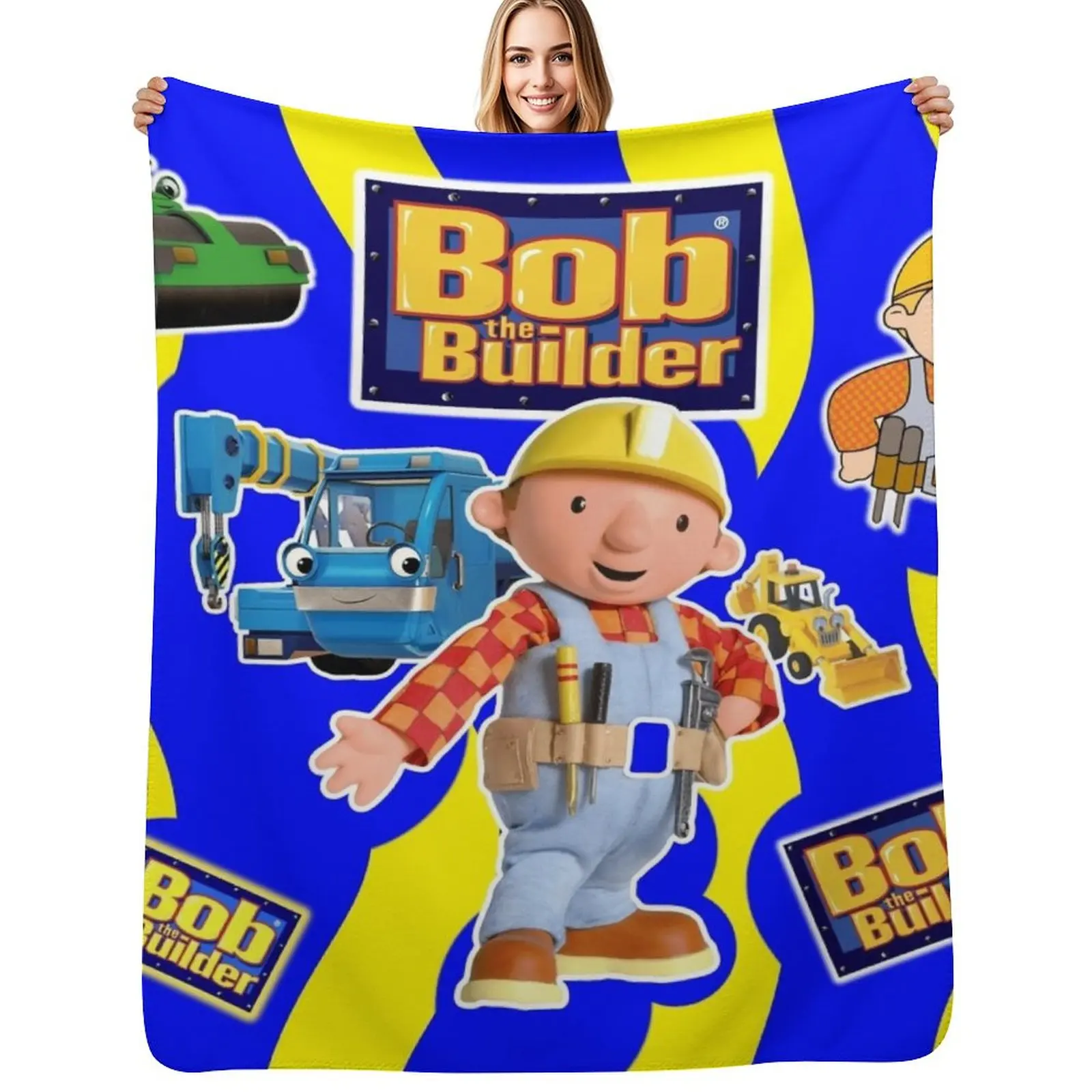 Bob The Builder Abstract Throw Blanket Machine Washable Soft Warm Blanket