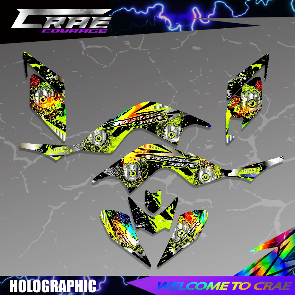 Yamaha Raptor 700 YFM 700 용 그래픽 배경 데칼 스티커 키트 2006 2007 2008 2009 2010 2011 2012 사용자 정의