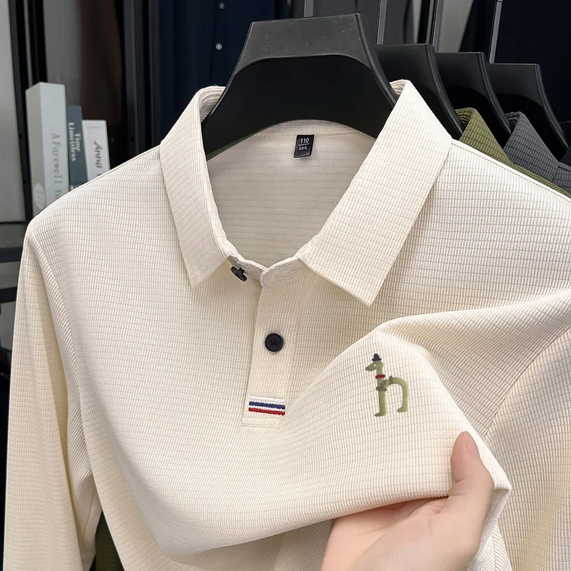 Designer Original Skin Friendly Lapel Print Men's Polo Shirt New Spring Autumn Long Sleeve T-Shirt Versatile Soft Men's Clothing