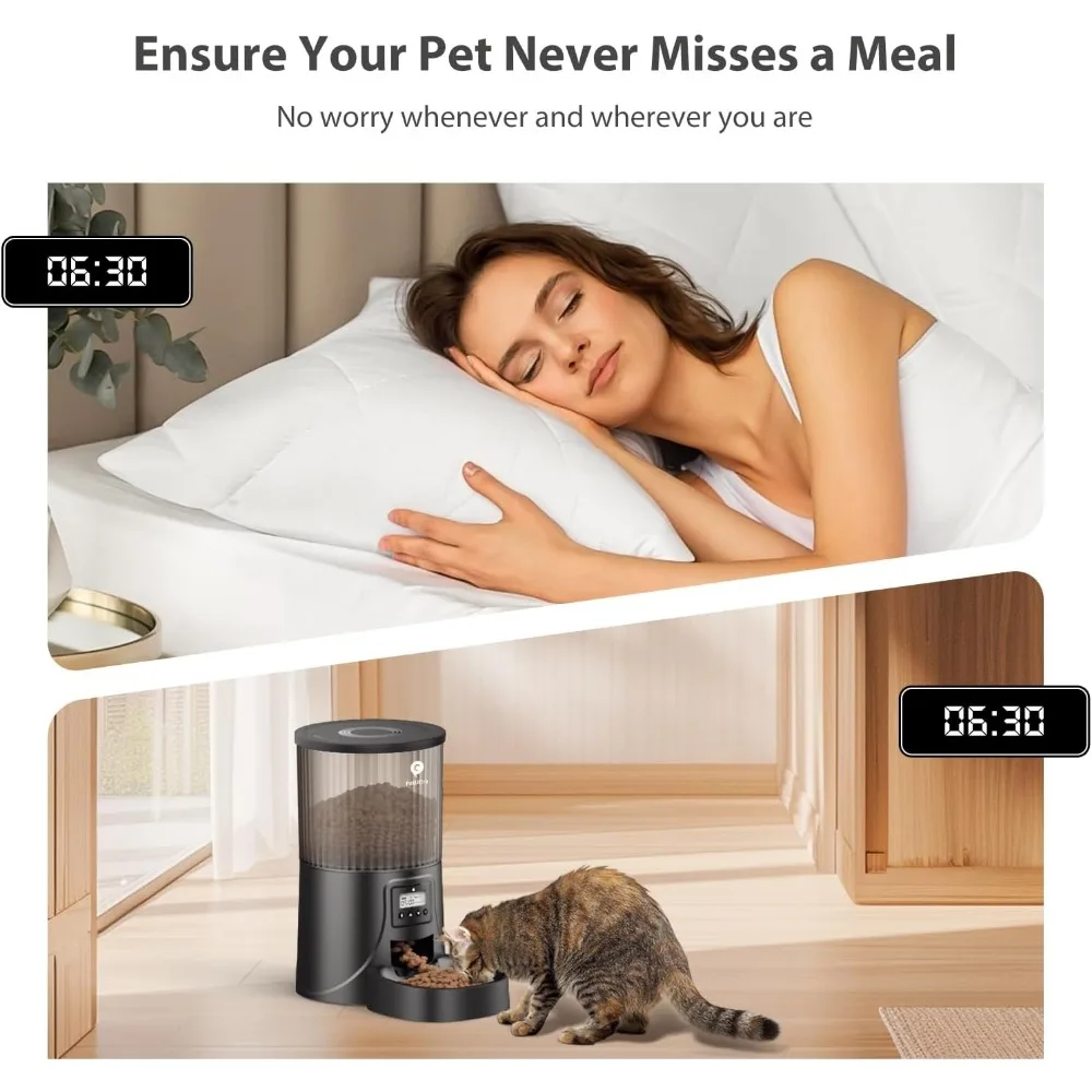 وحدة تغذية أوتوماتيكية للقطط: موزع طعام للقطط بتوقيت 4 لتر قابل للبرمجة 1-6 وجبة للقطط والكلاب الصغيرة والمتوسطة - وحدة تغذية أوتوماتيكية للحيوانات الأليفة سهلة الاستخدام