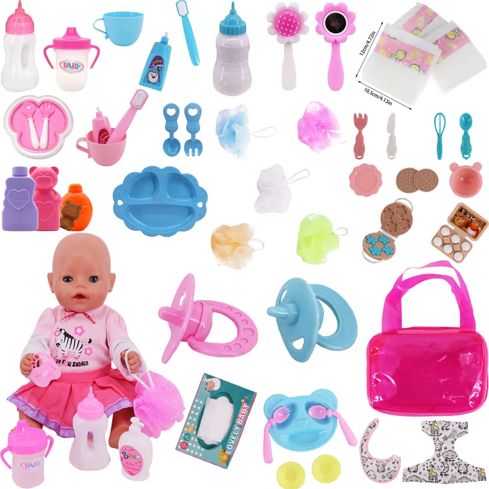 Doll Clothes Accessories Diaper Mini Toiletries For 43cm Baby Reborn&18inch American Doll Girls,Our Generation Plastic Pacifier