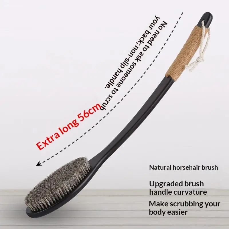 56cm/43cm Back Scrubber For Shower With Curved Long Handle,Wet&Dry Brushing Body Brush,Back Scrubber Bath Tool For Men & Women