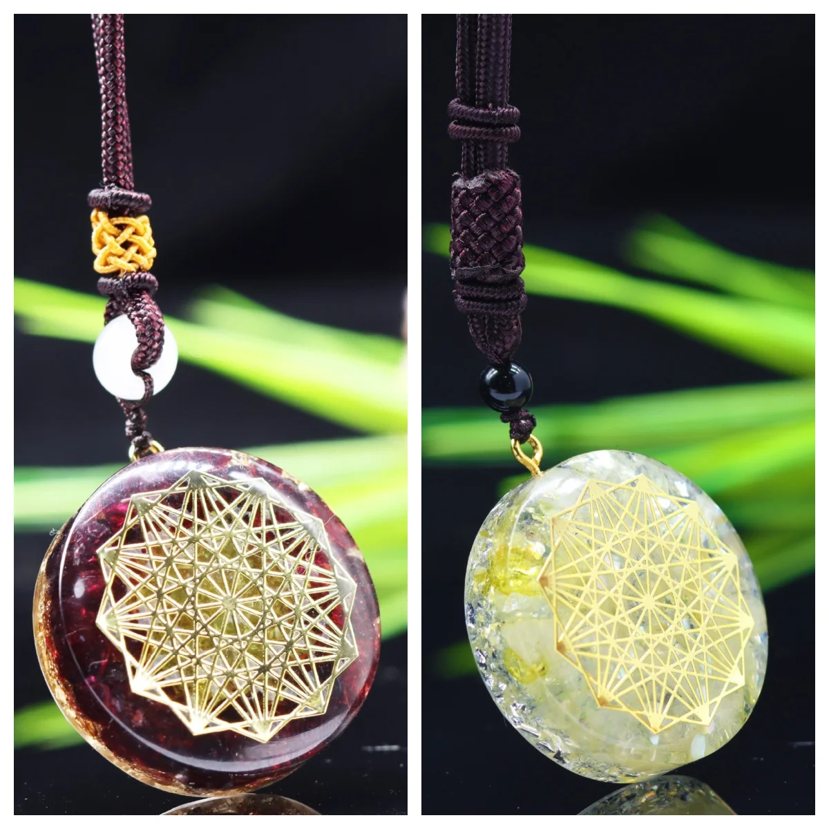 Natural Crystal necklace Couple Ogan Energy Balance Pendant Fashion personality Crystal stone resin craft gem necklace