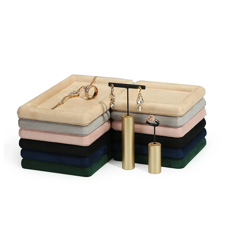 Diamond Velvet Jewelry Display Tray Ring Ear Studs Storage Tray Necklace Bracelet Pendant Storage Display Tray