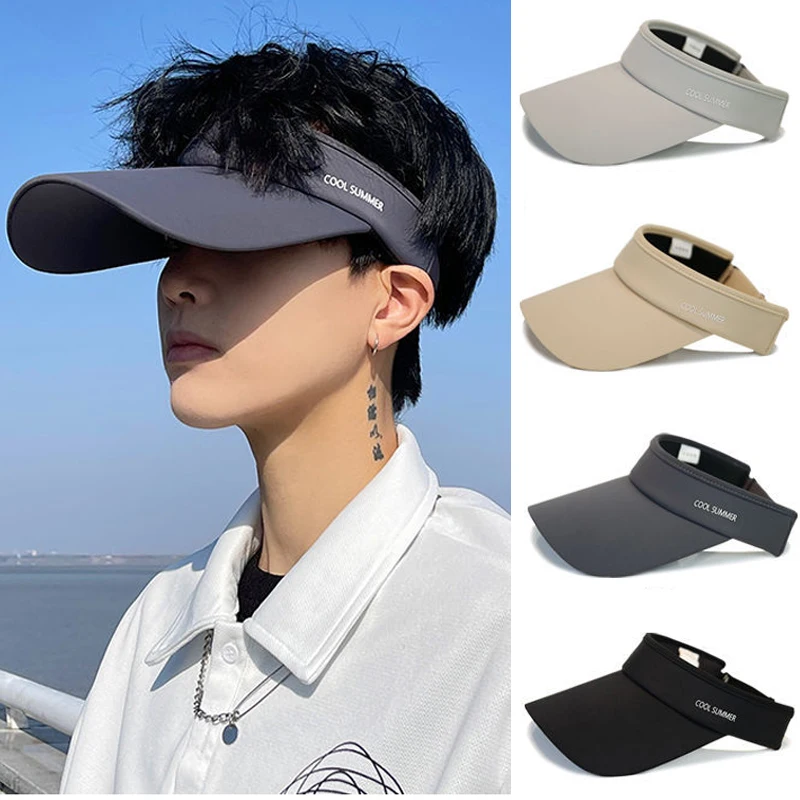 Long Brim Ice Silk Sun Hats para homens e mulheres Boné de beisebol vazio, protetor solar UV, viseiras de proteção ao ar livre para montar e correr