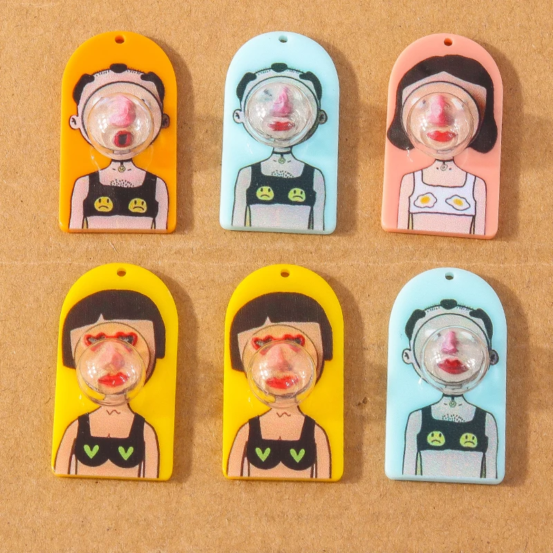 5 Stück Niedliche Harz-Cartoon-Mädchen Blasen-Seifenblasen-Anhänger für DIY Ohrringe Halsketten Schmuckherstellung Zubehör – Detail 6