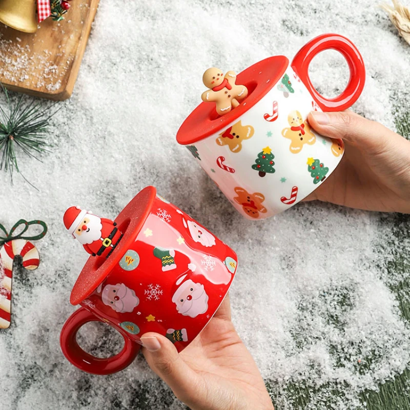 

Christmas Mugs Household Drinking Cups with Lids Coffee Cups Advanced Ceramic Cups Kitchen Cups with Milk Cups Are All Equipped.