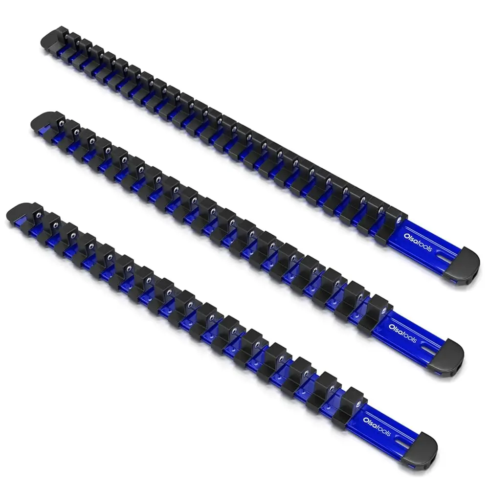

3 Pc Suminum Socket Organizer With Locking End S | 1/4-Inch Drive X 24 Clips, 3/8-Inch Drive X 18 Clips, 1/2-Inch Drive X 16