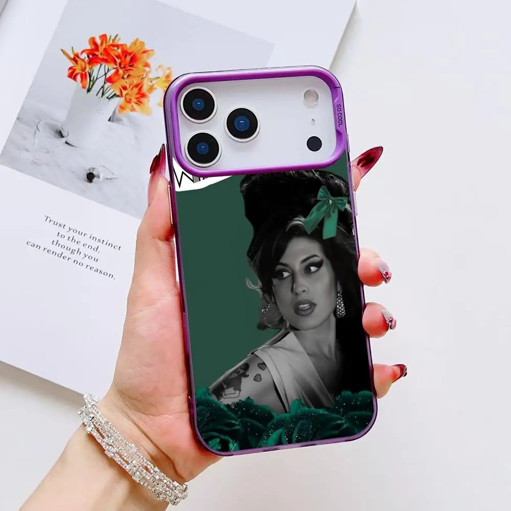 ايمي واينهاوس جراب هاتف آيفون 17 16 15 14 13 12 11 برو ماكس الهواء متعدد الألوان ماتي ليزر معدني أورورا فوندا