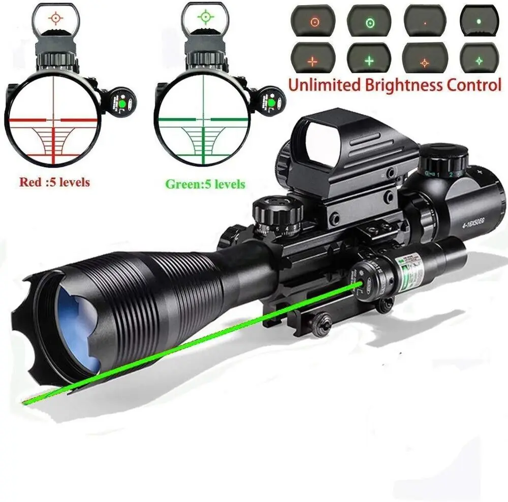 

Scope Combo Dual Illuminated Scope + Sight 4 Holographic Reticle Red/Green Dot