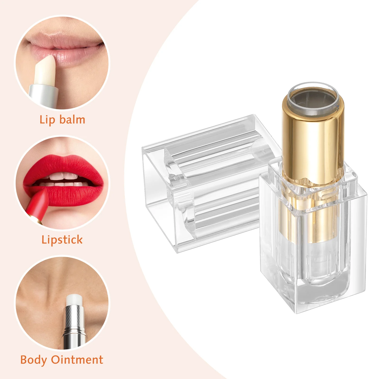 3 PCS Empty Lip Balm Container Makeup Lipstick Tube Lash Cosmetics Lipgloss Containers