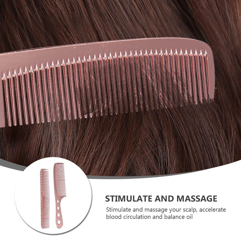 2 Pcs Anti static Aluminum Hairdressing Combs Smooth Barber Combs Scalp Massage Accelerate Blood Circulation Hair