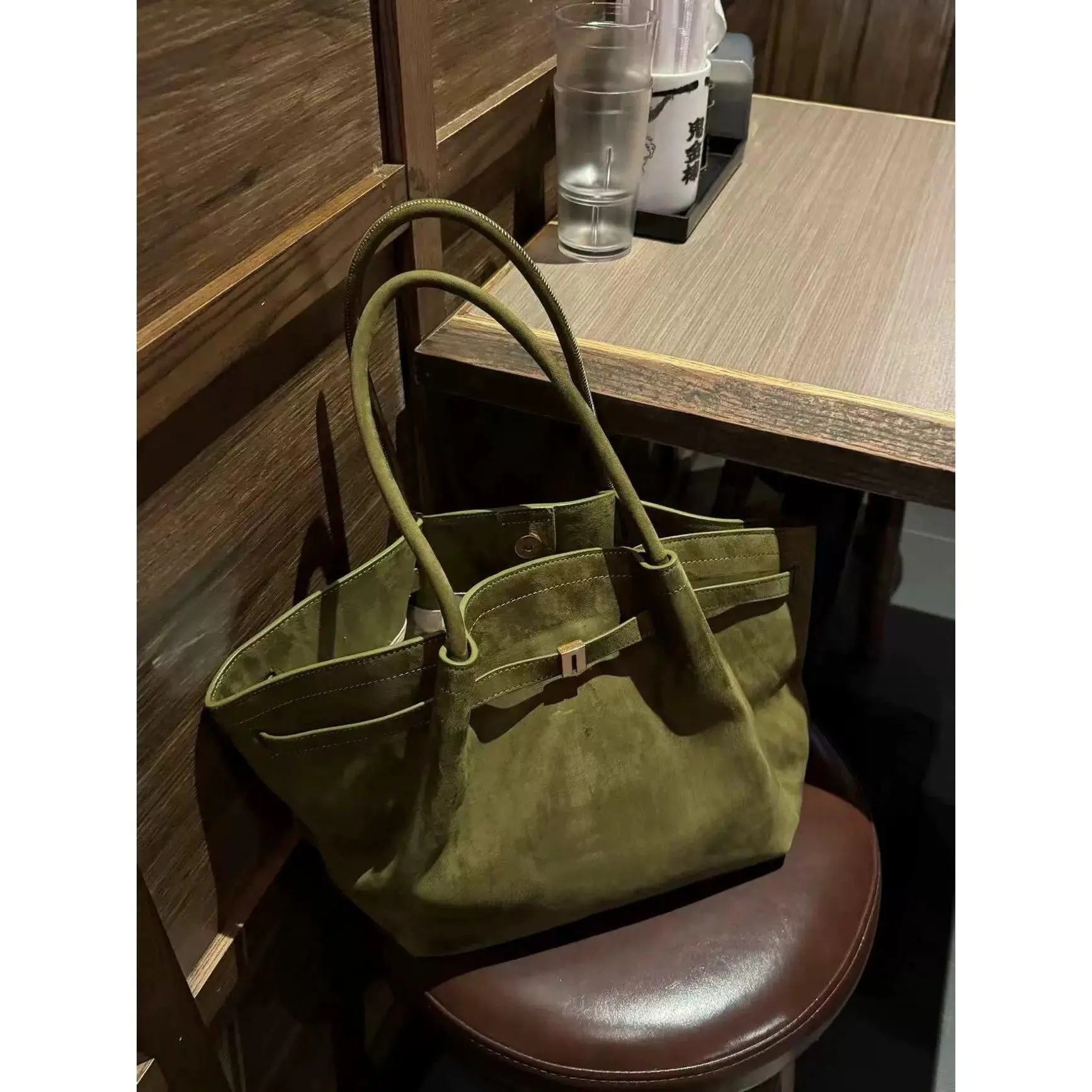 LEFTSIDE Small Nubuck Leather Tote Bags Lady Shoulder Bag for Women 2024 Winter New Korean Fashion Y2K Retro Handbags and Purses