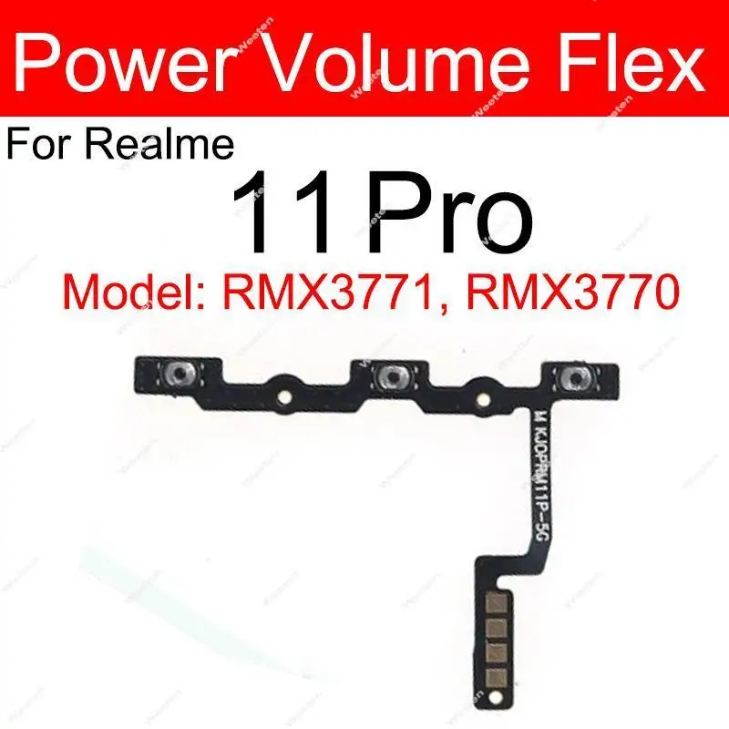 Per Realme 10 11 Pro Plus 12 Lite 10S 11X 4G 5G On OFF Pulsante del volume di accensione Tasti laterali Parti del cavo flessibile