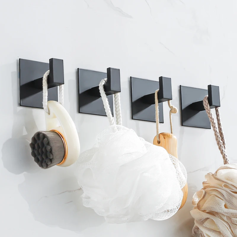 Black Robe Hooks 1PC Aluminum Alloy Self-Adhesive