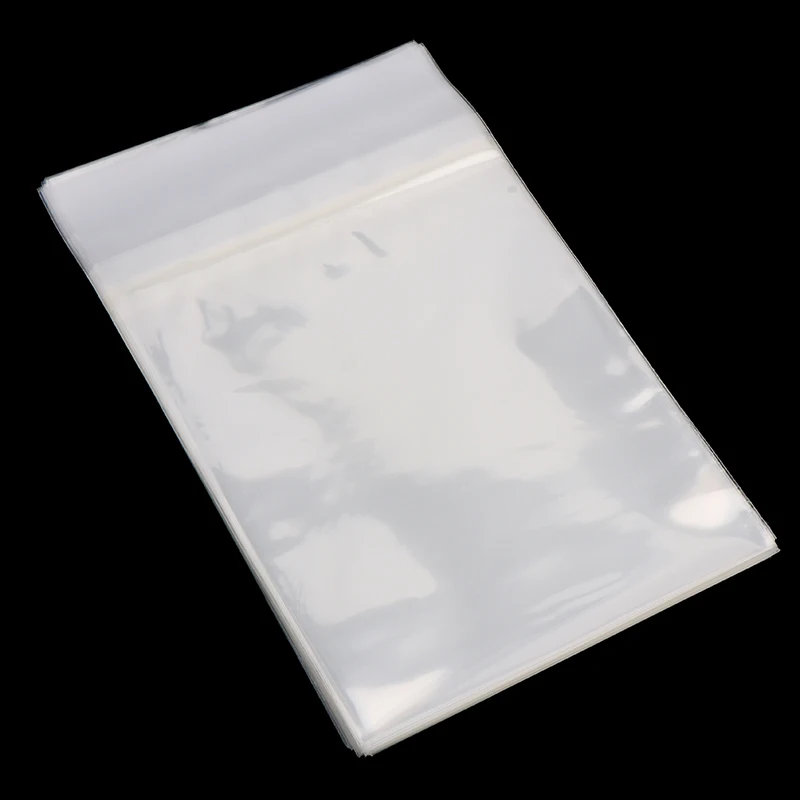 Fotografia 3: {YY30} 50 peças mangas externas protetoras transparentes à prova de poeira e resseláveis para dvd disco blu-ray saco de dvd autoadesivo 15.1*19.8cm