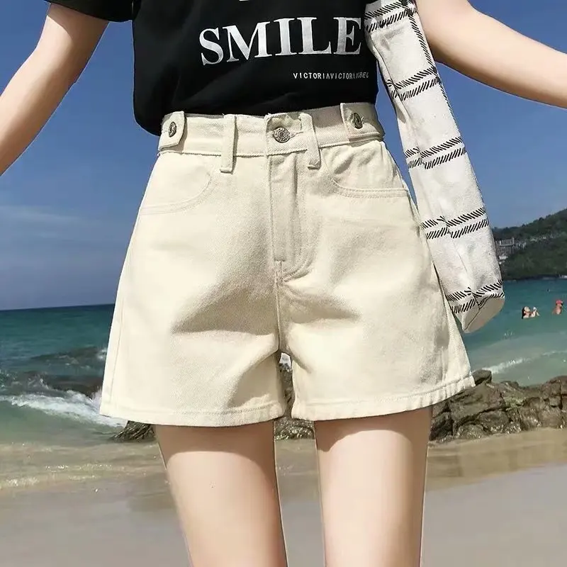 High Waisted Loose Denim Shorts for Women 2024 Summer Wide Leg Jeans Casual Washed Straight Leg Denim Shorts